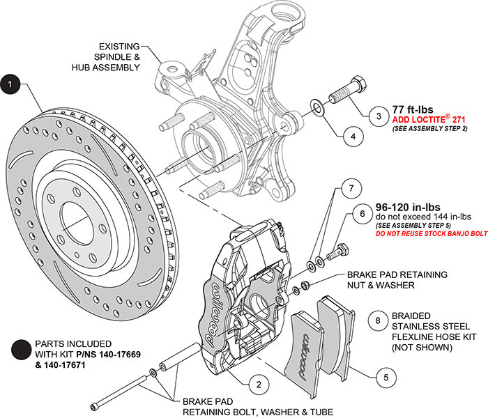 Wilwood SLC56 Replacement Front Caliper and Rotor Kit #140-17669
