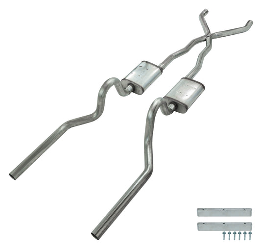 1965-70 Ford Mustang Convertible Pypes 2.5" Crossmember Back Exhaust Kit W/ X-Pipe, 409 Stainless