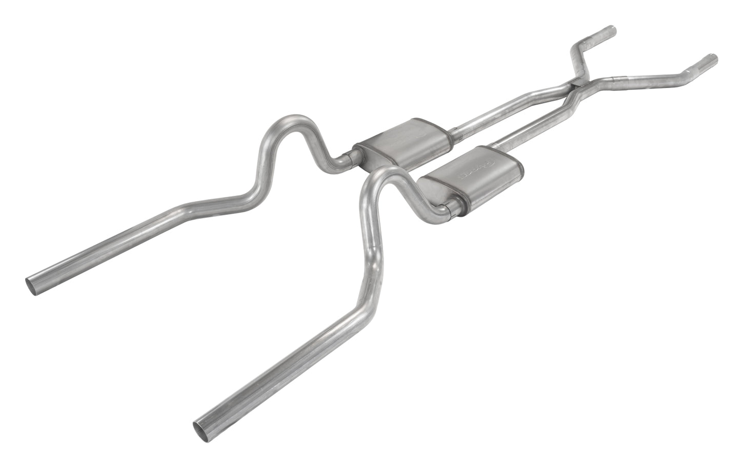 1965-70 Ford Mustang Pypes 2.5" Crossmember Back Exhaust Kit W/ H-Bomb H-Pipe, 409 Stainless