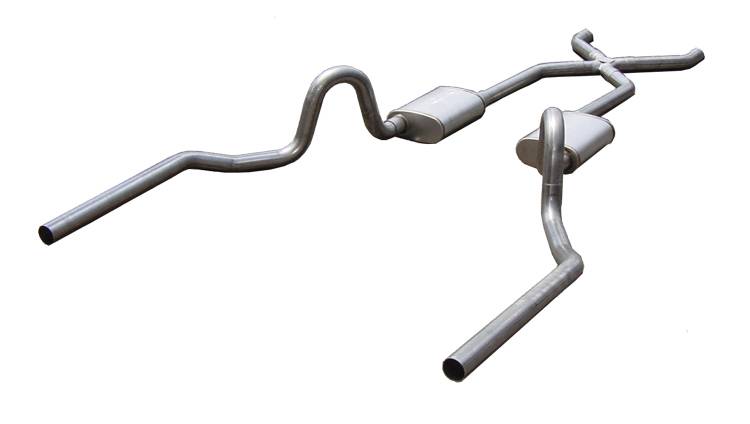 1964-72 GM A-Body Pypes 2.5" Crossmember Back Exhaust System W/ X-Pipe, 409 Stainless